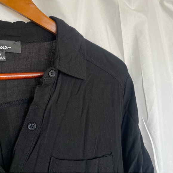 LULUS Women’s Black Button Down Mini Dress Short Sleeve Collar Size Small - Picture 6 of 8